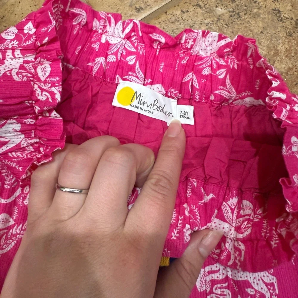 Mini Boden Girls Pink Jungle Monkey Leopard Print Skirt 7-8Y 128cm Casual Resort
